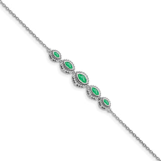 7" 14k White Gold Marquise Emerald Bracelet