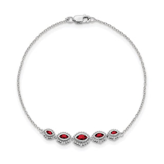 7" 14k White Gold Marquise Garnet Bangle Bracelet BM7200-GA-W