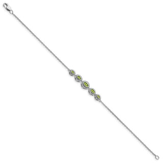 7" 14k White Gold Marquise Peridot Bracelet
