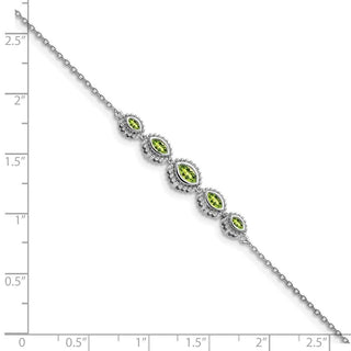 7" 14k White Gold Marquise Peridot Bracelet