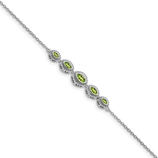 7" 14k White Gold Marquise Peridot Bracelet