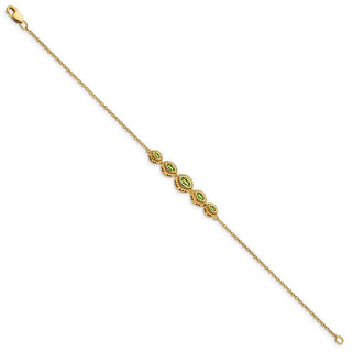 7" 14k Yellow Gold Marquise Peridot Bracelet