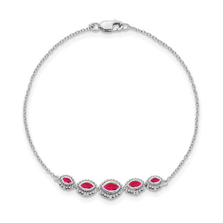 7" 14k White Gold Marquise Ruby Bracelet