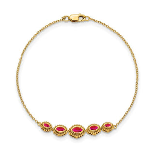7" 14k Yellow Gold Marquise Ruby Bracelet