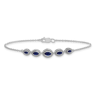 7" 14k White Gold Marquise Sapphire Bracelet