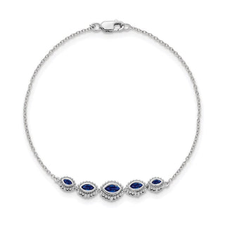 7" 14k White Gold Marquise Sapphire Bracelet