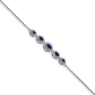 7" 14k White Gold Marquise Sapphire Bracelet