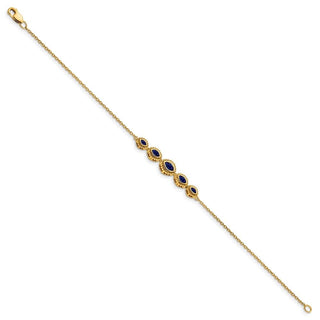 7" 14k Yellow Gold Marquise Sapphire Bracelet