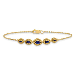 7" 14k Yellow Gold Marquise Sapphire Bracelet