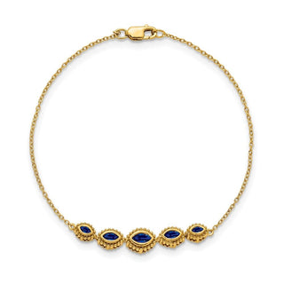 7" 14k Yellow Gold Marquise Sapphire Bracelet