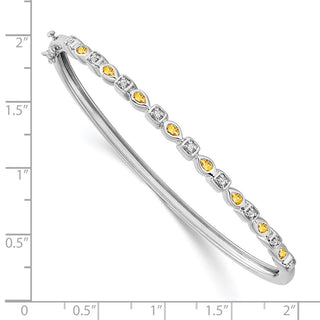 7" 14k White Gold Citrine and Diamond Bangle Bracelet