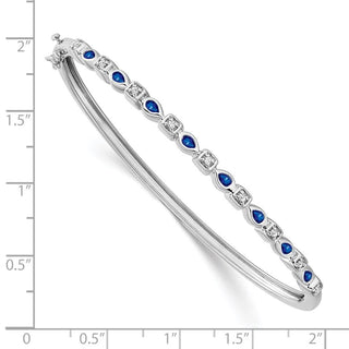 7" 14k White Gold Sapphire and Diamond Bangle Bracelet