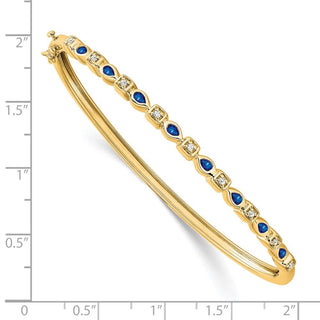 7" 14k Yellow Gold Sapphire and Diamond Bangle Bracelet