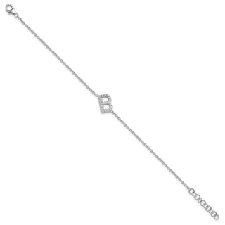 6.5" 14K White Gold Diamond Sideways Letter B w/ 1in ext. Bracelet