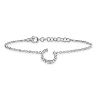 6.5" 14K White Gold Diamond Sideways Letter C w/ 1in ext. Bracelet