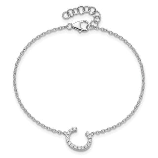 6.5" 14K White Gold Diamond Sideways Letter C w/ 1in ext. Bracelet