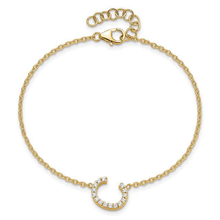6.5" 14K Yellow Gold Diamond Sideways Letter C w/ 1in ext. Bracelet