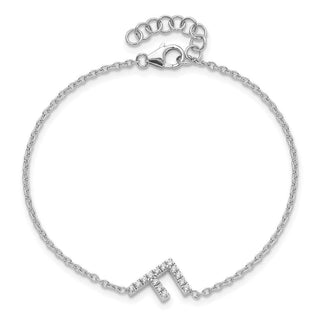 6.5" 14K White Gold Diamond Sideways Letter F w/ 1in ext. Bracelet