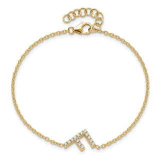 6.5" 14K Yellow Gold Diamond Sideways Letter F w/ 1in ext.Bracelet