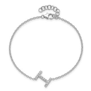 6.5" 14K White Gold Diamond Sideways Letter I w/ 1in ext. Bracelet