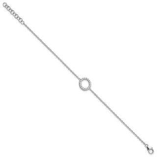 6.5" 14K White Gold Diamond Sideways Letter O w/ 1in ext. Bracelet