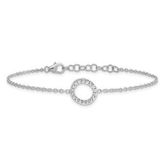 6.5" 14K White Gold Diamond Sideways Letter O w/ 1in ext. Bracelet