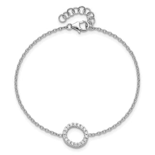 6.5" 14K White Gold Diamond Sideways Letter O w/ 1in ext. Bracelet