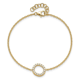 6.5" 14K Yellow Gold Diamond Sideways Letter O w/ 1in ext. Bracelet
