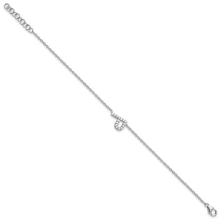6.5" 14K White Gold Diamond Sideways Letter P w/ 1in ext. Bracelet