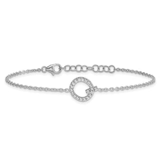 6.5" 14K White Gold Diamond Sideways Letter Q w/ 1in ext. Bracelet