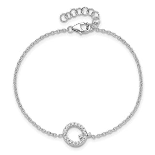 6.5" 14K White Gold Diamond Sideways Letter Q w/ 1in ext. Bracelet