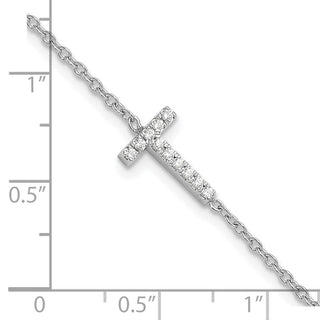 6.5" 14K White Gold Diamond Sideways Letter T w/ 1in ext. Bracelet