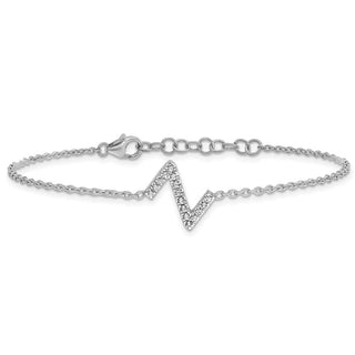 6.5" 14K White Gold Diamond Sideways Letter Z w/ 1in ext. Bracelet