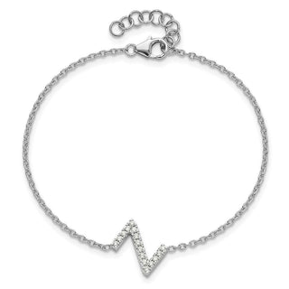 6.5" 14K White Gold Diamond Sideways Letter Z w/ 1in ext. Bracelet