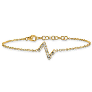 6.5" 14K Yellow Gold Diamond Sideways Letter Z w/ 1in ext. Bracelet