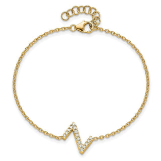 6.5" 14K Yellow Gold Diamond Sideways Letter Z w/ 1in ext. Bracelet