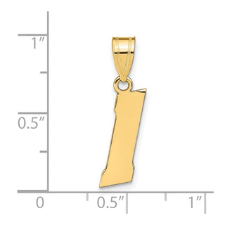 14k Yellow Gold Polished Block Number 1 Pendant