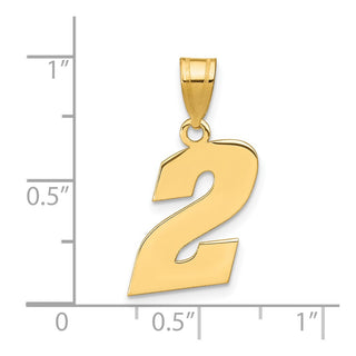 14k Yellow Gold Polished Block Number 2 Pendant