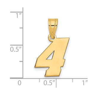 14k Yellow Gold Polished Block Number 4 Pendant