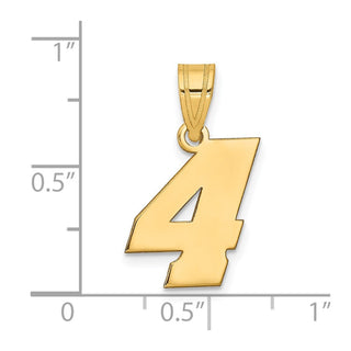 14k Yellow Gold Polished Block Number 4 Pendant