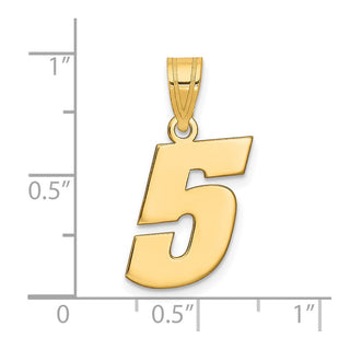 14k Yellow Gold Polished Block Number 5 Pendant