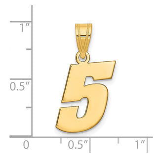 14k Yellow Gold Polished Block Number 5 Pendant