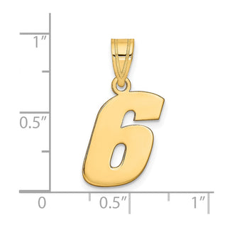 14k Yellow Gold Polished Block Number 6 Pendant