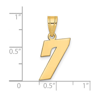 14k Yellow Gold Polished Block Number 7 Pendant
