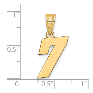 14k Yellow Gold Polished Block Number 7 Pendant