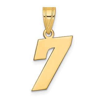 14k Yellow Gold Polished Block Number 7 Pendant