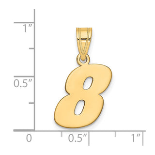 14k Yellow Gold Polished Block Number 8 Pendant