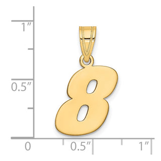 14k Yellow Gold Polished Block Number 8 Pendant