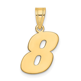 14k Yellow Gold Polished Block Number 8 Pendant