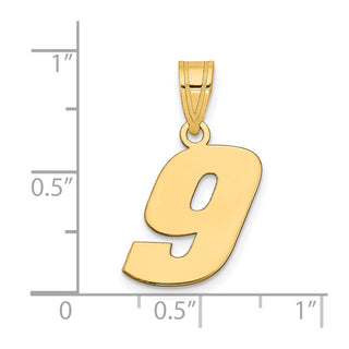 14k Yellow Gold Polished Block Number 9 Pendant